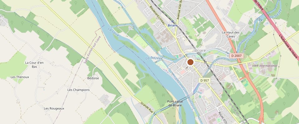 Carte de Briare (45250), sur la Loire, à hauteur du pont-canal